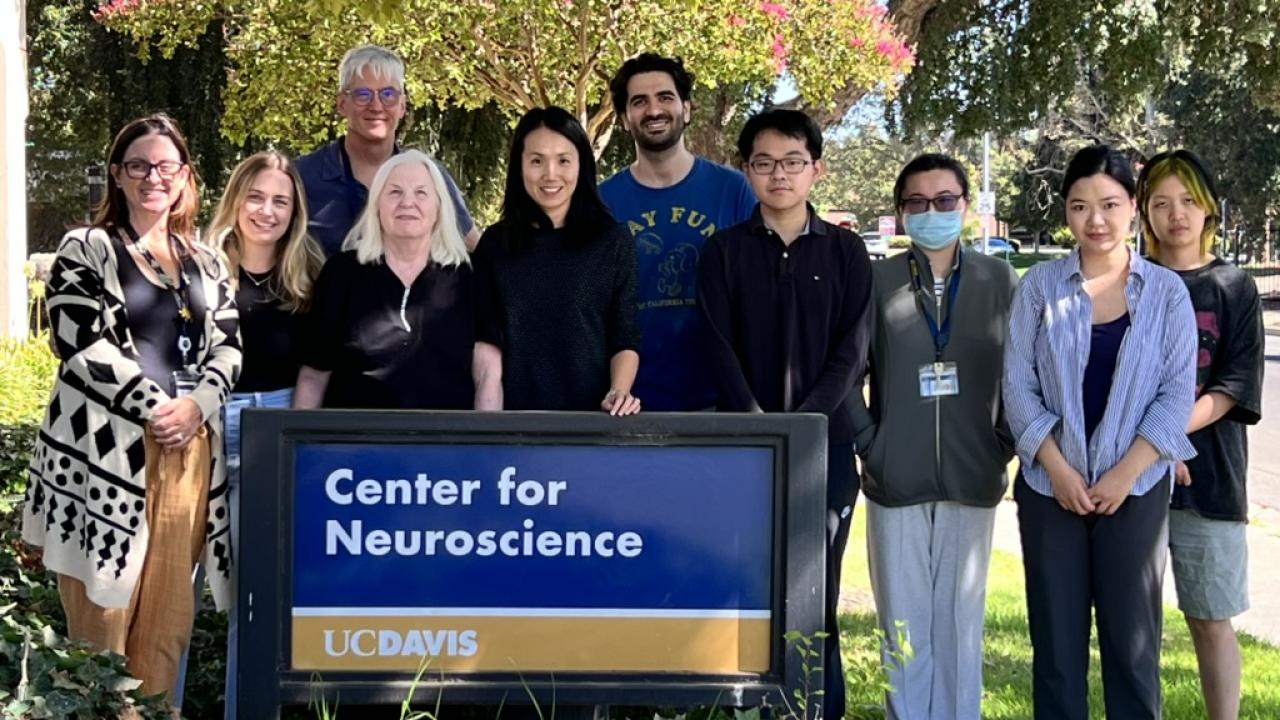 Dr. Xiaomo Chen (front row, fourth from left) and her lab group.