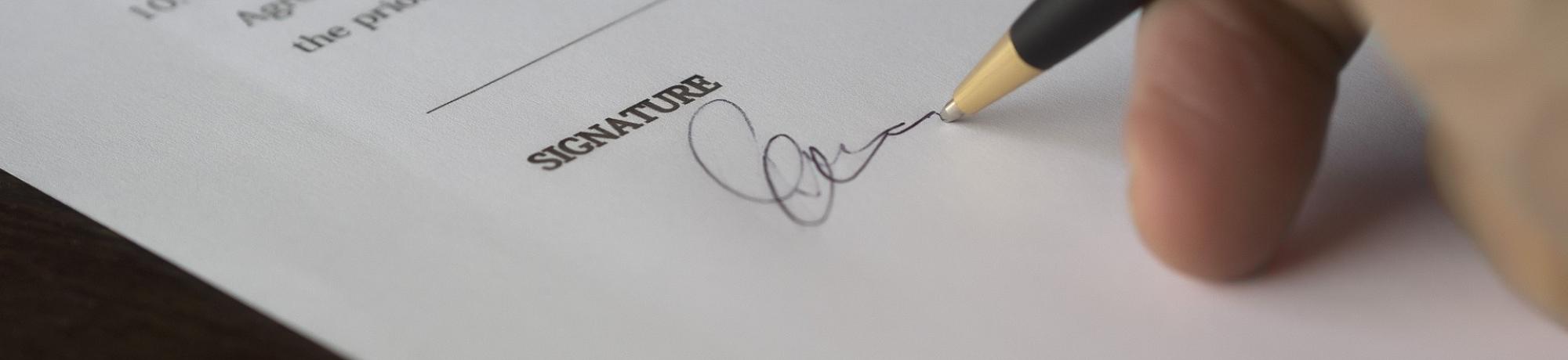 a form being signed