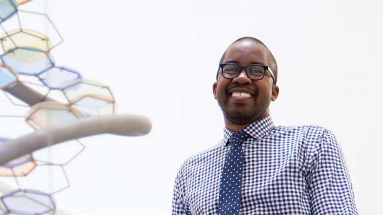 CAMPOS Faculty Scholar Wilsaan M. Joiner, pictured in the Life Sciences Building. (David Slipher/UC Davis) Picture of Will